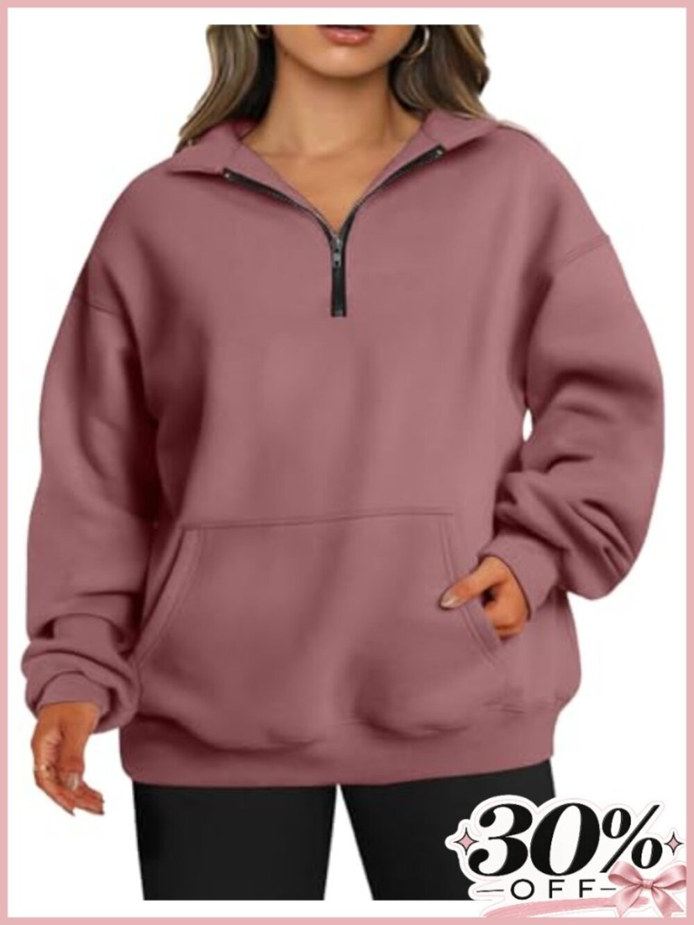 Plus Size Half Zip Sweatshirt with Pocket Drop Shoulder Pullover